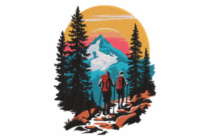 Mountain Hiking Embroidery Design