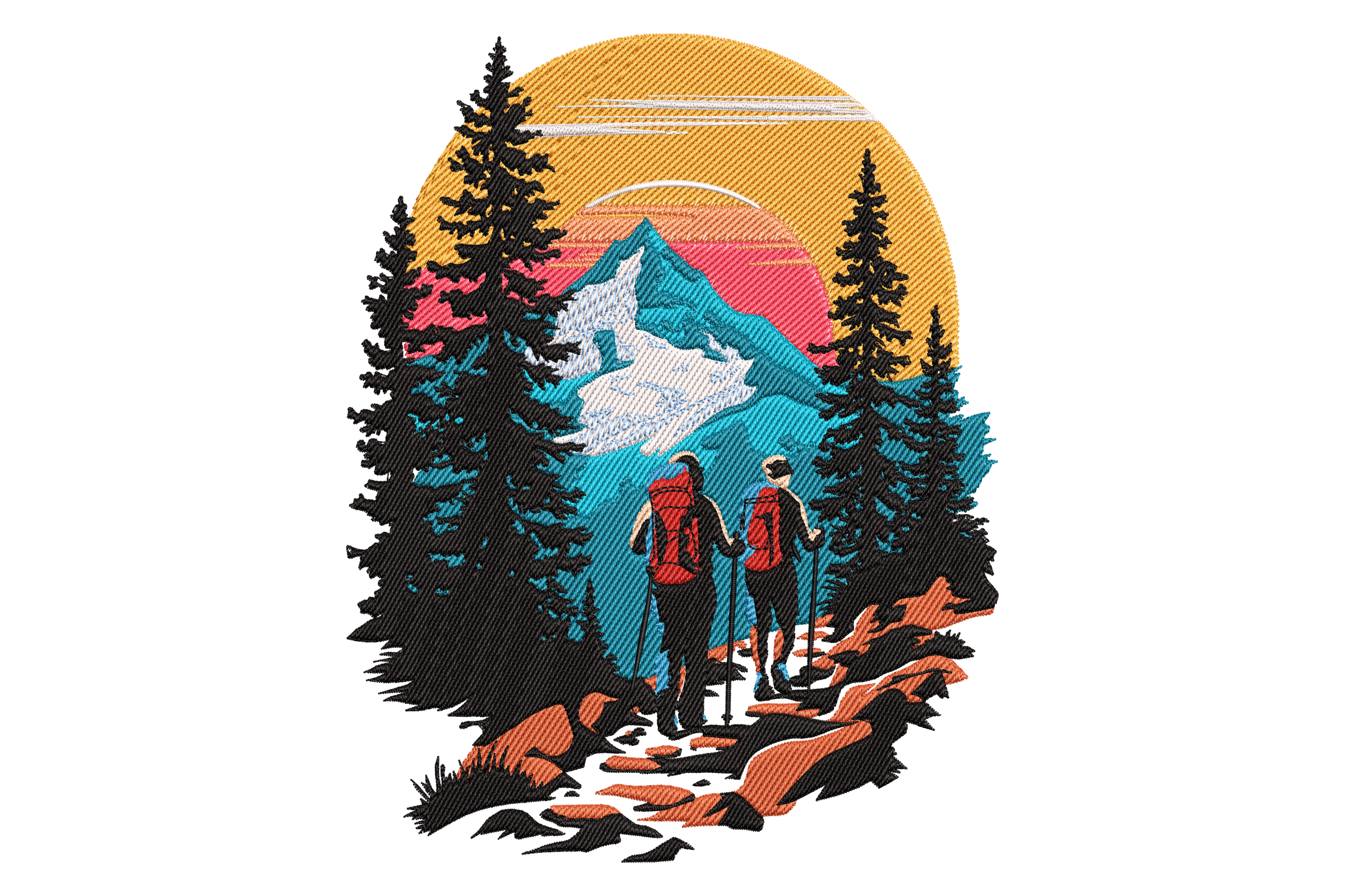 Mountain Hiking Embroidery Design