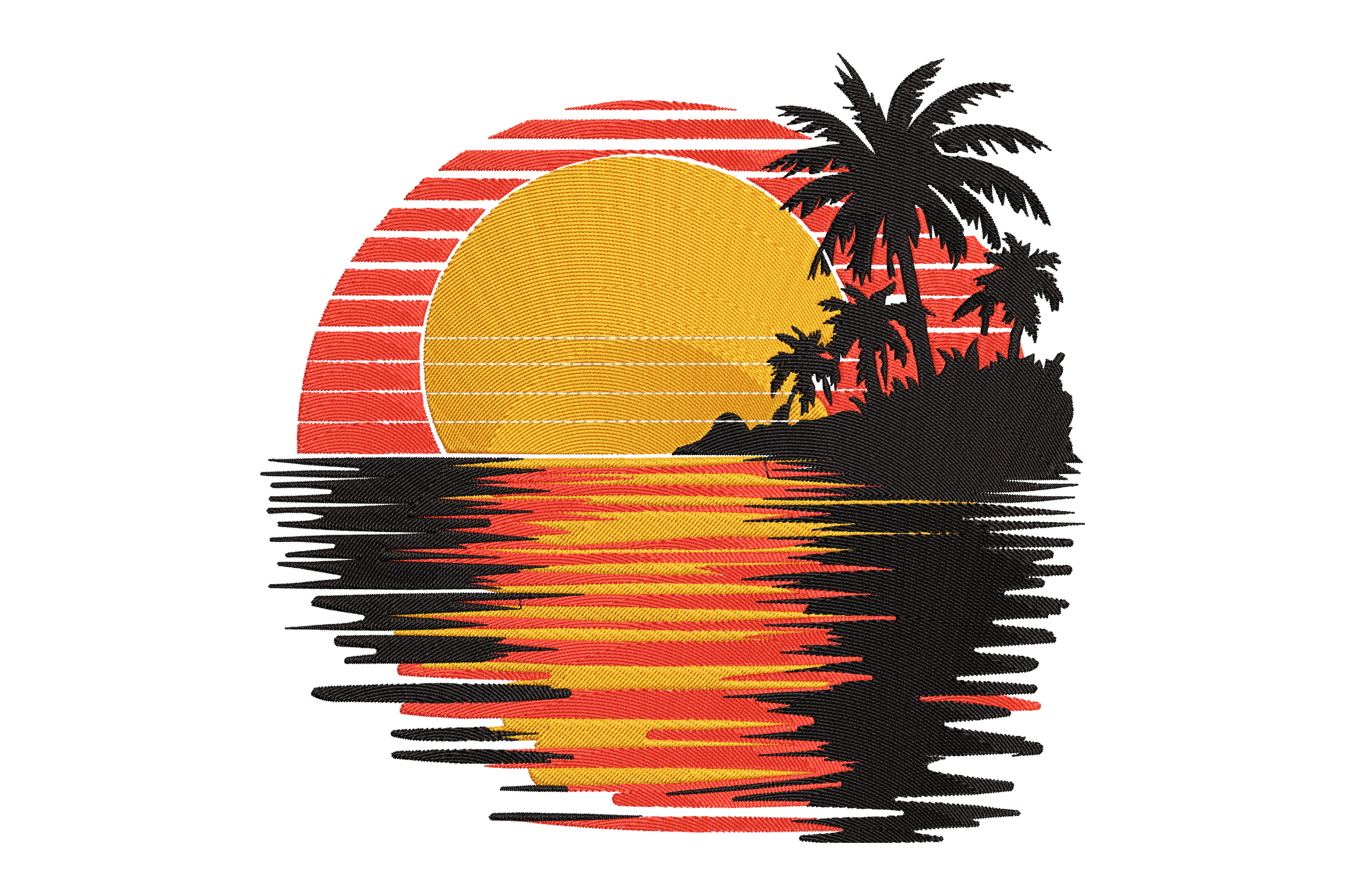 Palm Trees with Island Embroidery Design