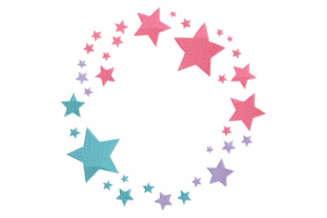 Pastel Rainbow Star Wreath Embroidery Design