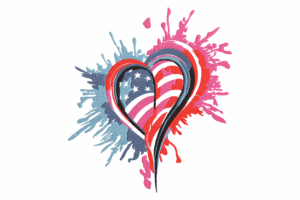 Patriotic Heart Splash Embroidery Design