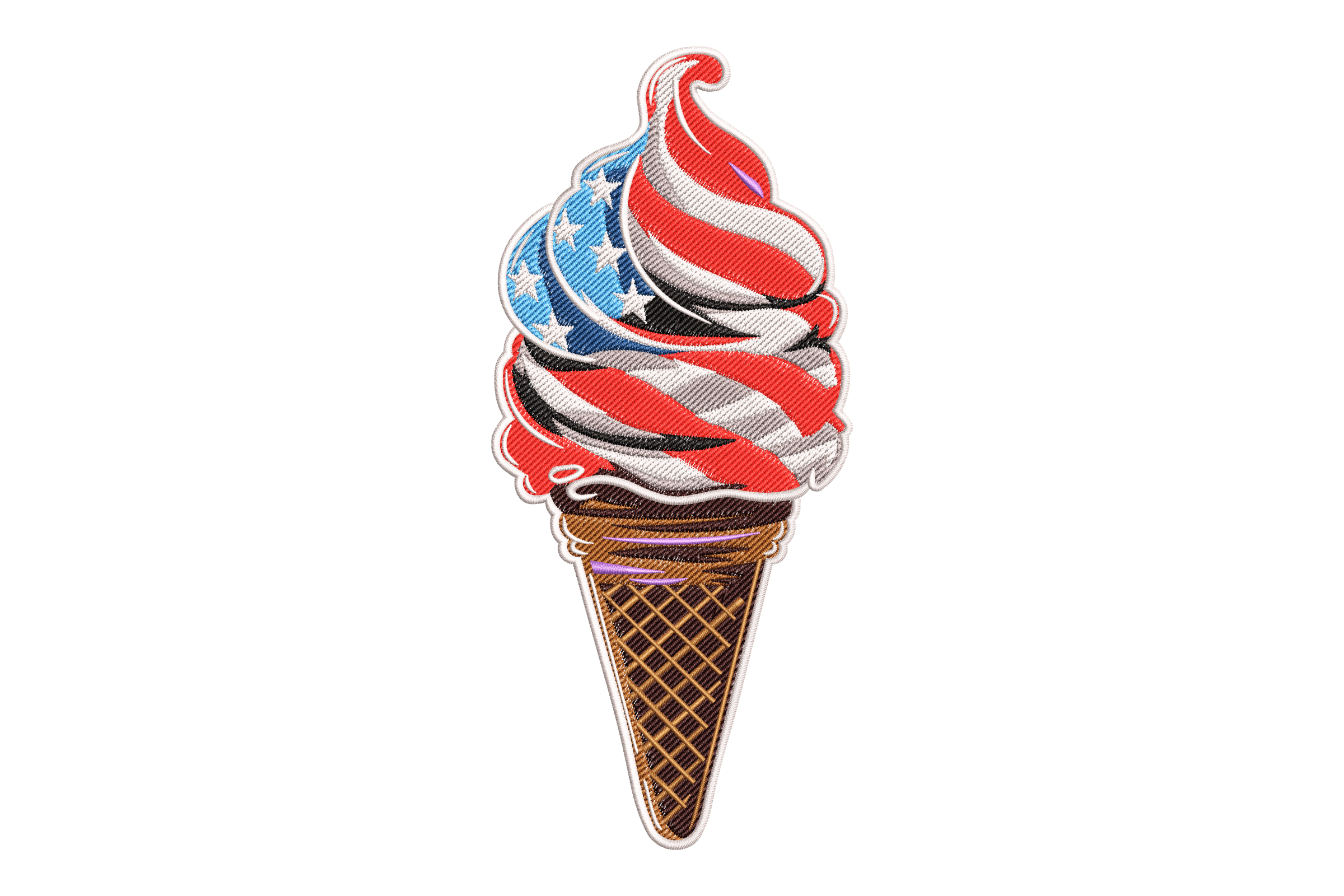 Patriotic Ice Cream Cone Embroidery Design 1 Patriotic Ice Cream Cone Embroidery Design