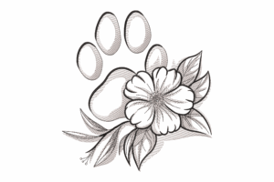 Paw Print Flower Embroidery Design