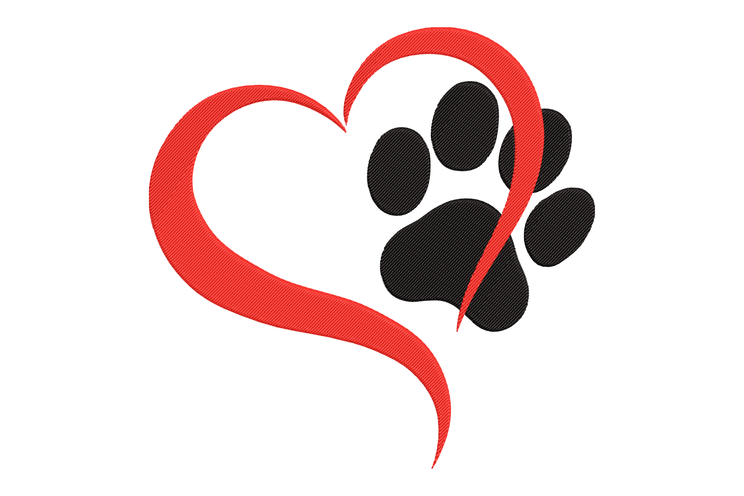 Paw Print Heart Symbol Embroidery Design 1 Paw Print Heart Symbol Embroidery Design