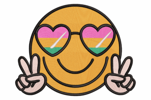 Peace Sign Smiley Face Embroidery Design