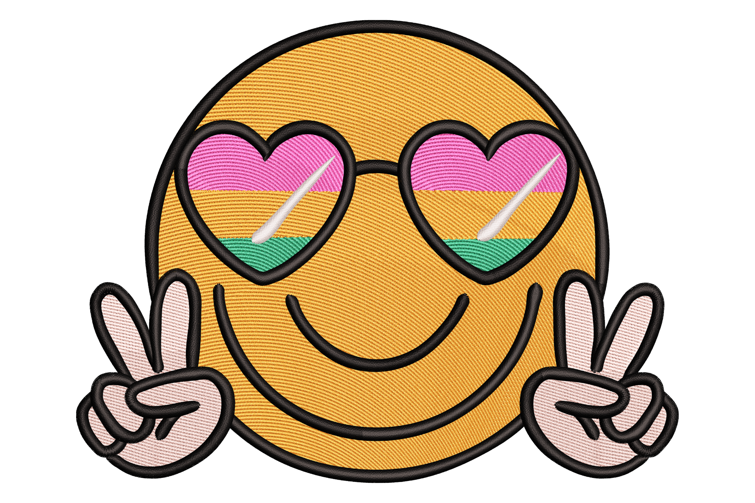 Peace Sign Smiley Face Embroidery Design