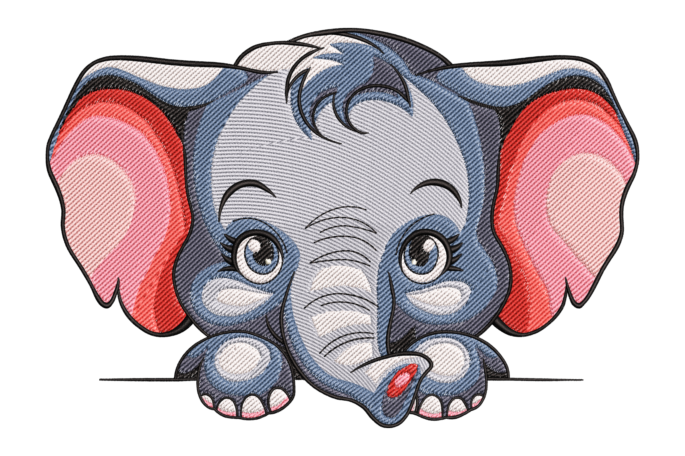 Peeking Baby Elephant Embroidery Design