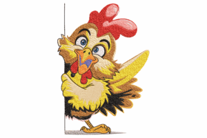 Peeking Cartoon Chicken Embroidery Design