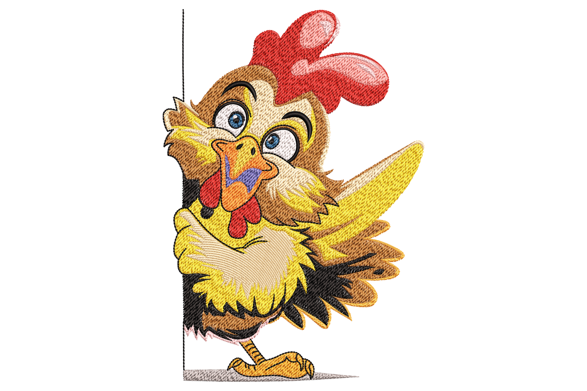 Peeking Cartoon Chicken Embroidery Design