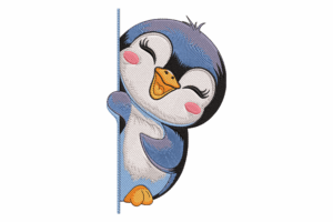 Peeking Penguin Embroidery Design
