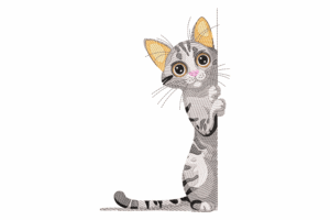 Peeking Tabby Cat Embroidery Design