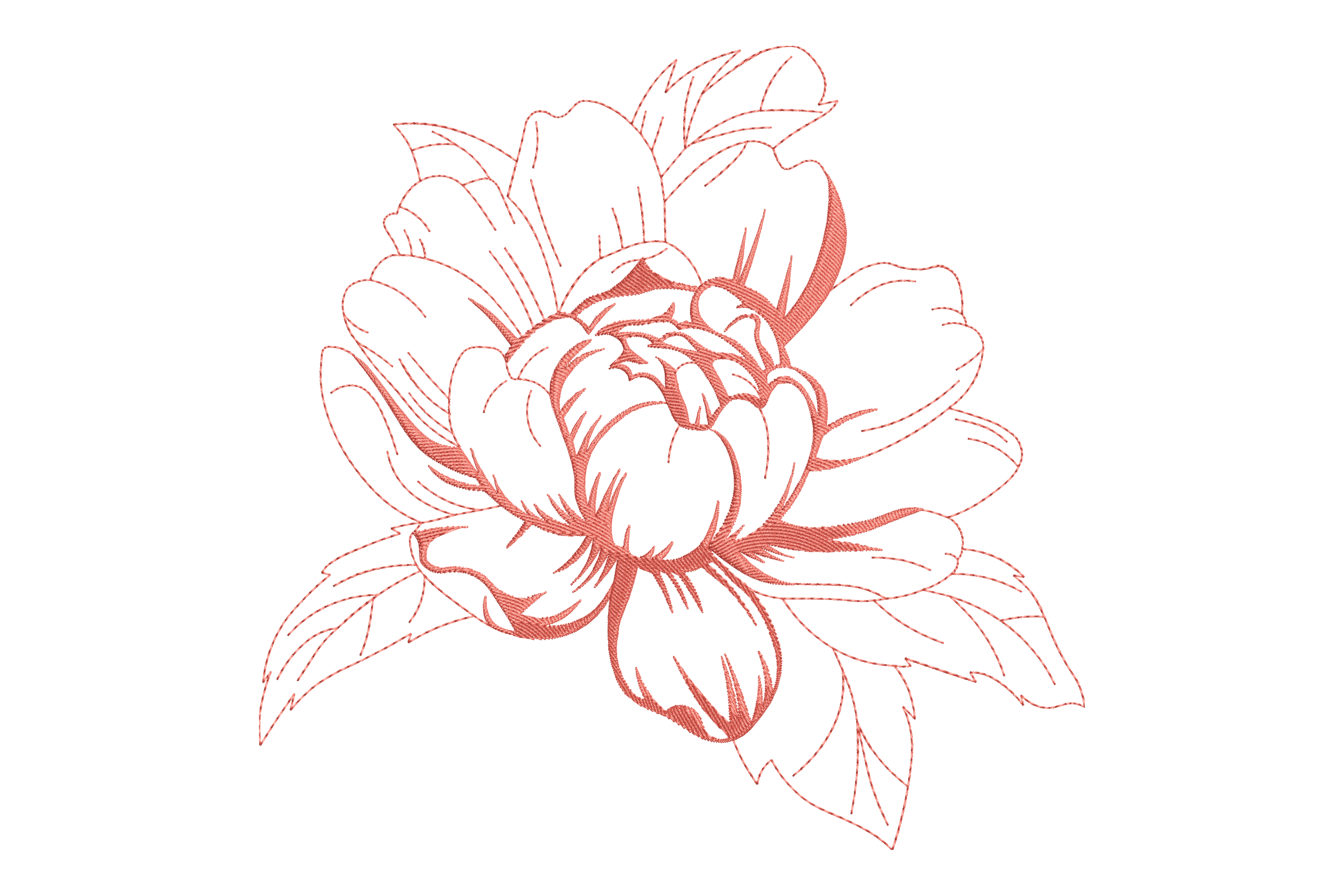 Peony Flower Embroidery Design