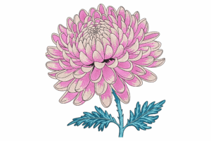 Pink Chrysanthemum Flower Embroidery Design
