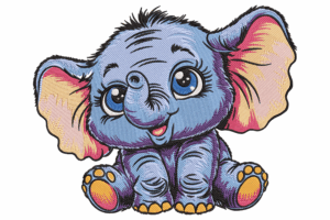 Playful Baby Elephant Machine Embroidery Design