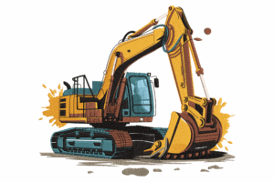 Powerful Excavator Embroidery Design