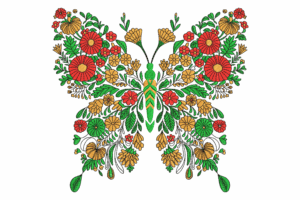 Premium Floral Butterfly Embroidery Design