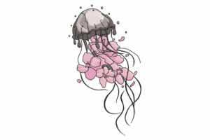 Premium Floral Jellyfish Embroidery Design