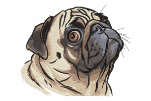 Pug Dog Head Embroidery Design