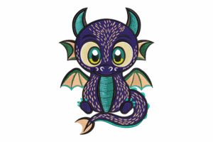 Purple Baby Dragon Machine Embroidery Design