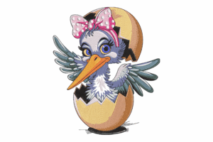 Hatching Bird Embroidery Design