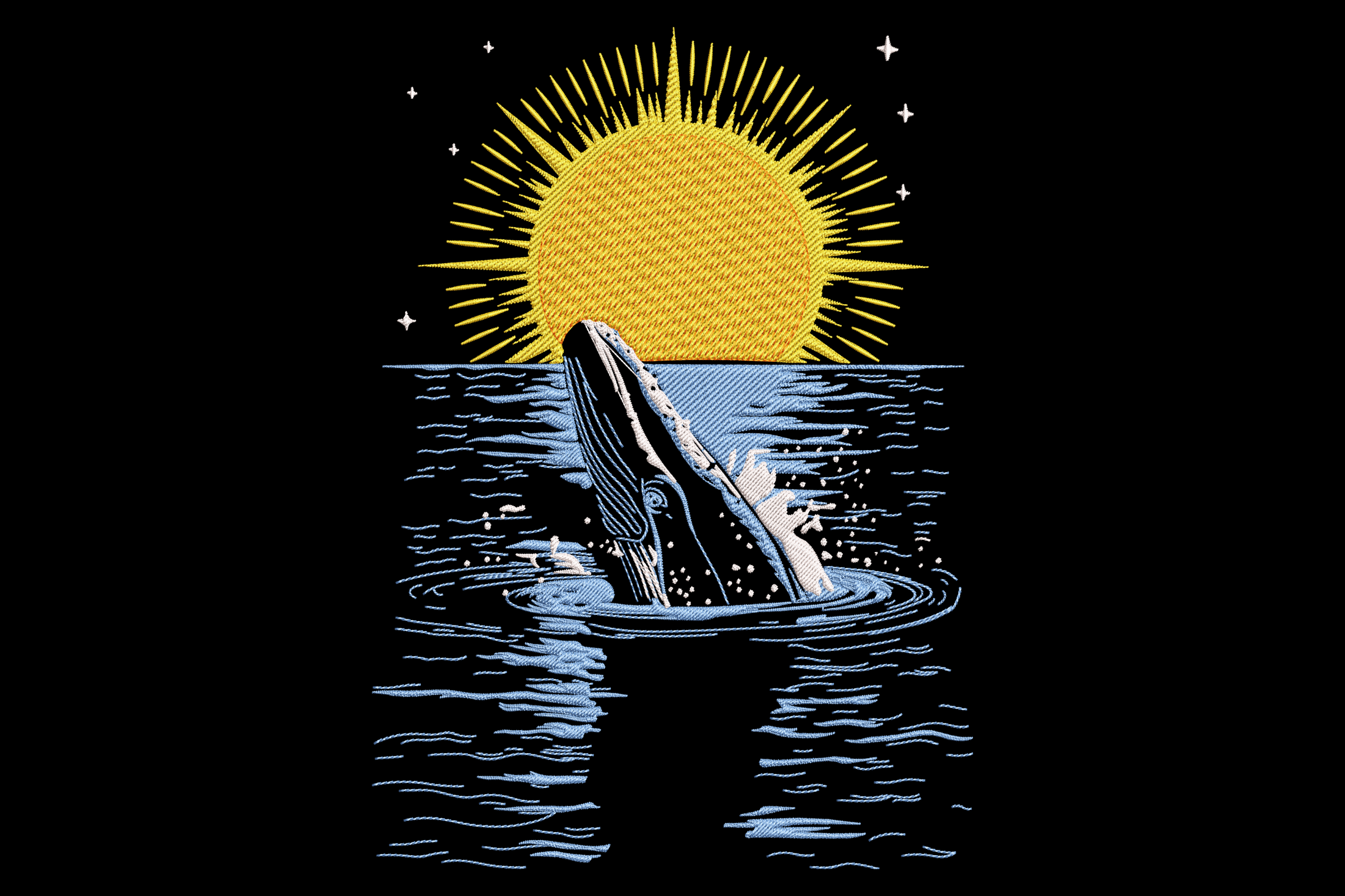 Breaching Whale Embroidery Design