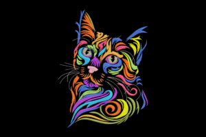 Rainbow Cat Embroidery Design