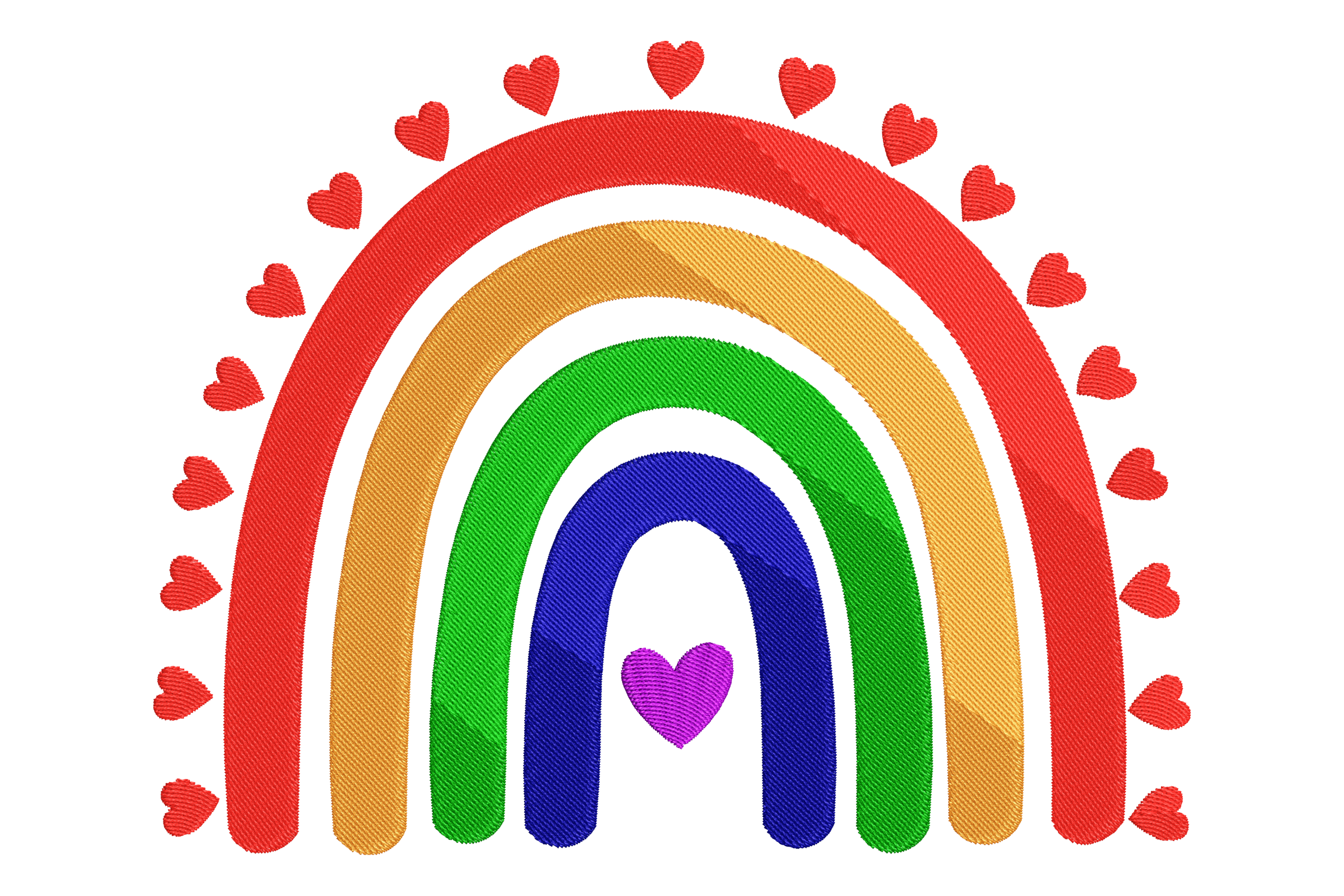 Rainbow with Hearts Embroidery Design
