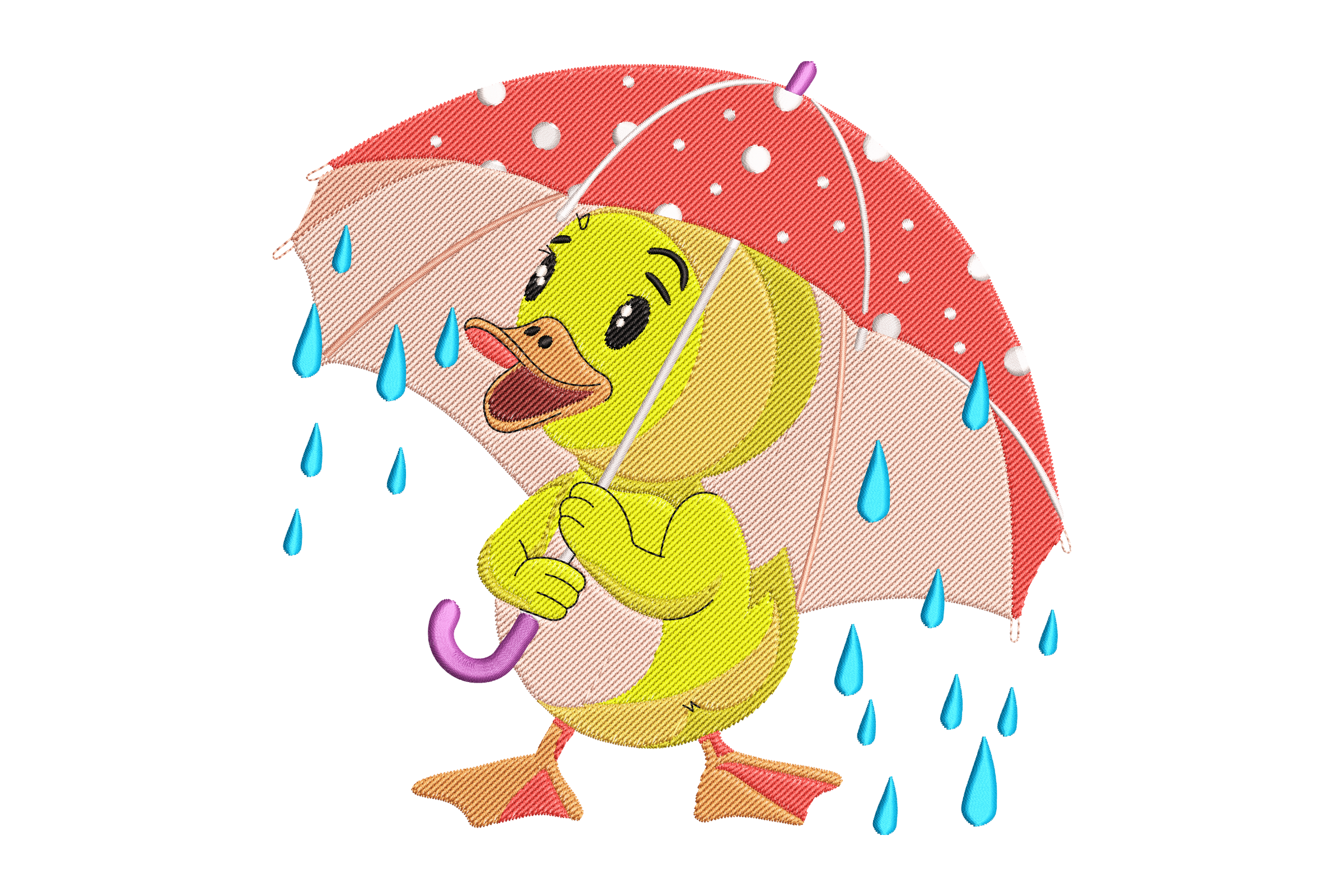Rainy Day Duck Embroidery Design