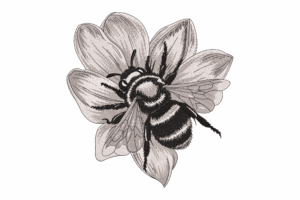 Realistic Bee on Flower Embroidery Design