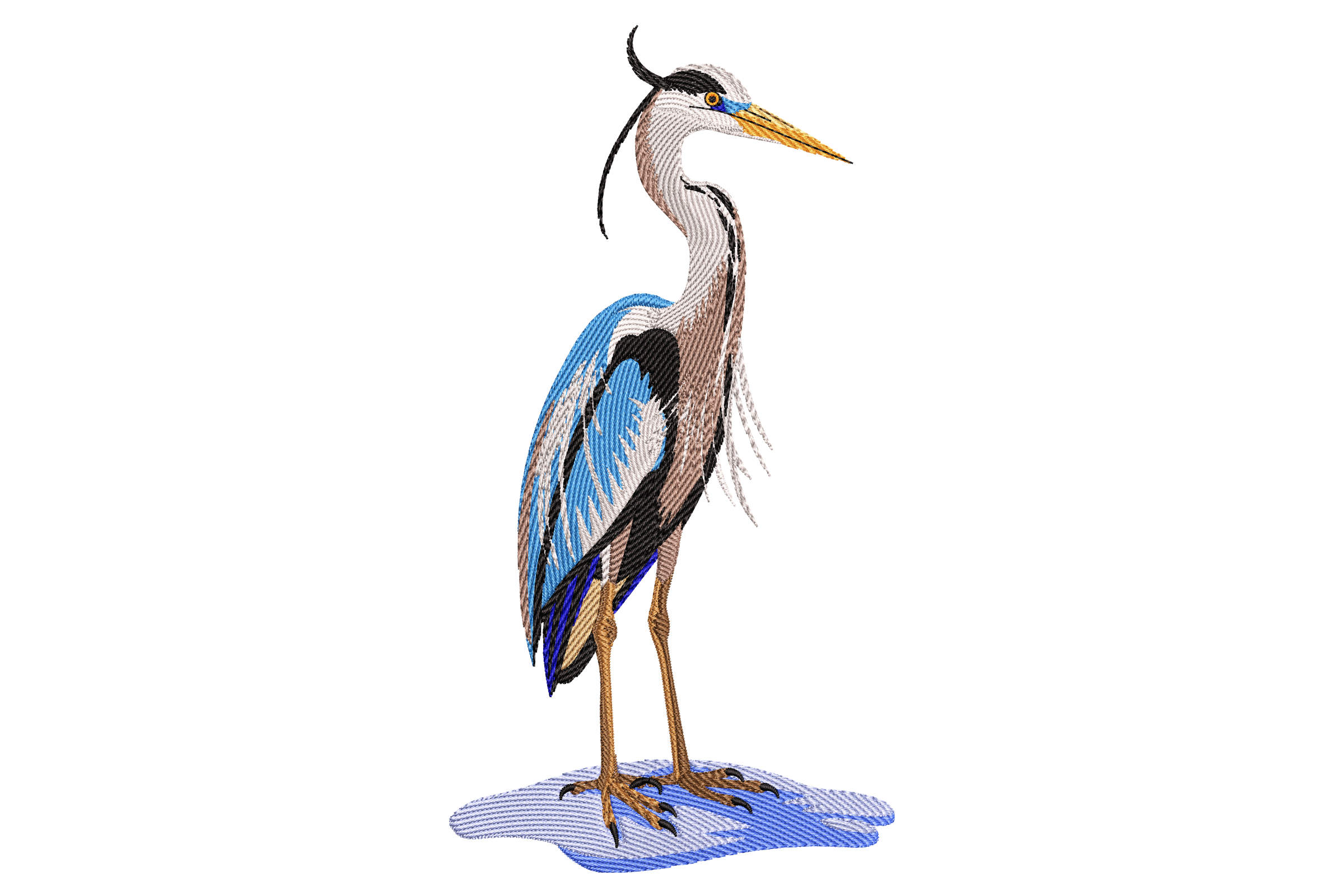 Free Realistic Blue Heron Embroidery Design