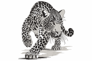 Realistic Leopard Embroidery Design