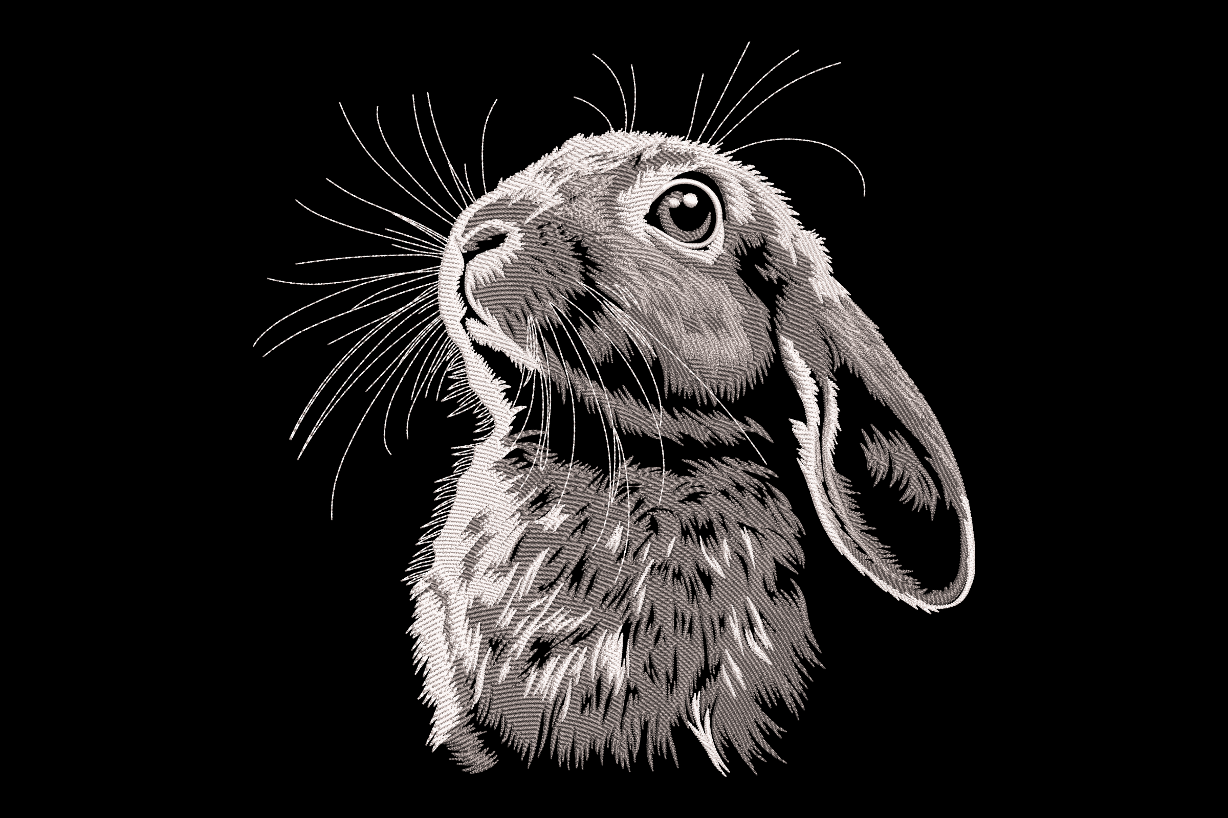 Realistic Rabbit Embroidery Design 1 Realistic Rabbit Embroidery Design