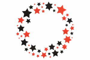 Red & Black Star Circle Embroidery Design