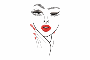 Red Lips Woman Face Embroidery Design