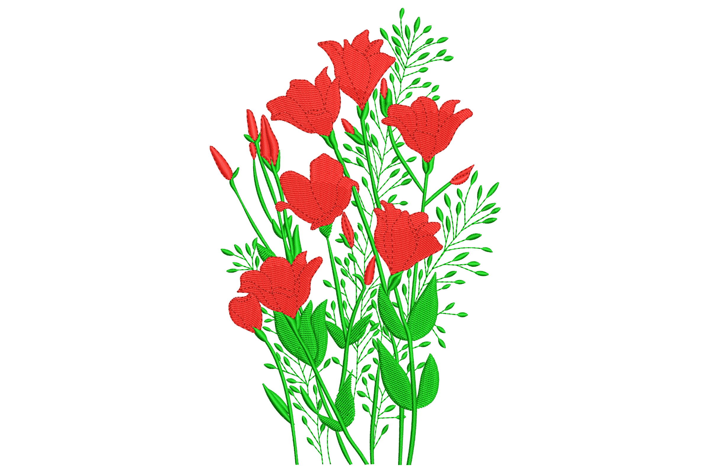 Red Wildflower Bouquet Embroidery Design