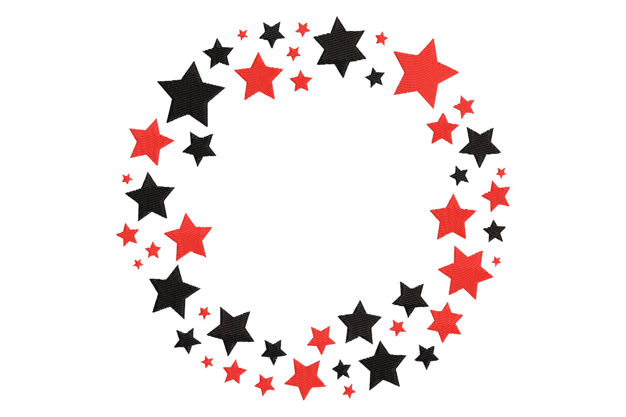 Red and Black Star Wreath Embroidery Design