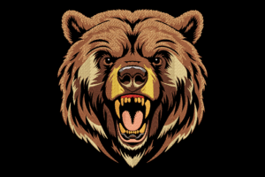 Roaring Bear Head Embroidery Design