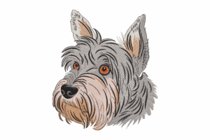 Schnauzer Dog Head Embroidery Design
