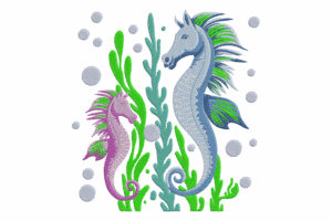 Seahorse Duo Embroidery Design