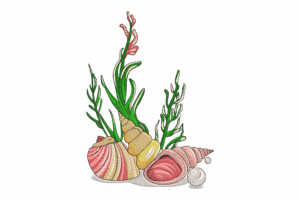 Seashells and Seaweed Embroidery Design