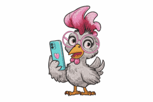 Selfie Chicken Embroidery Design