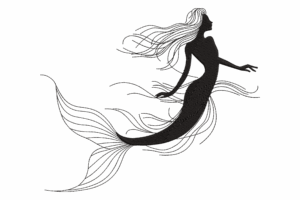 Silhouette Mermaid Embroidery Design