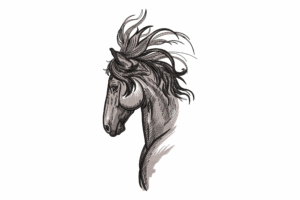 Sketch-Style Horse Head Embroidery Design