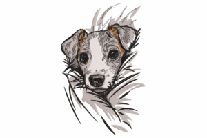 Sketched Puppy Portrait Embroidery Design