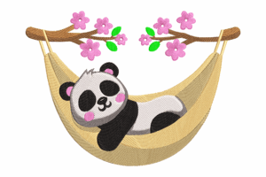 Sleeping Panda in Hammock Embroidery Design