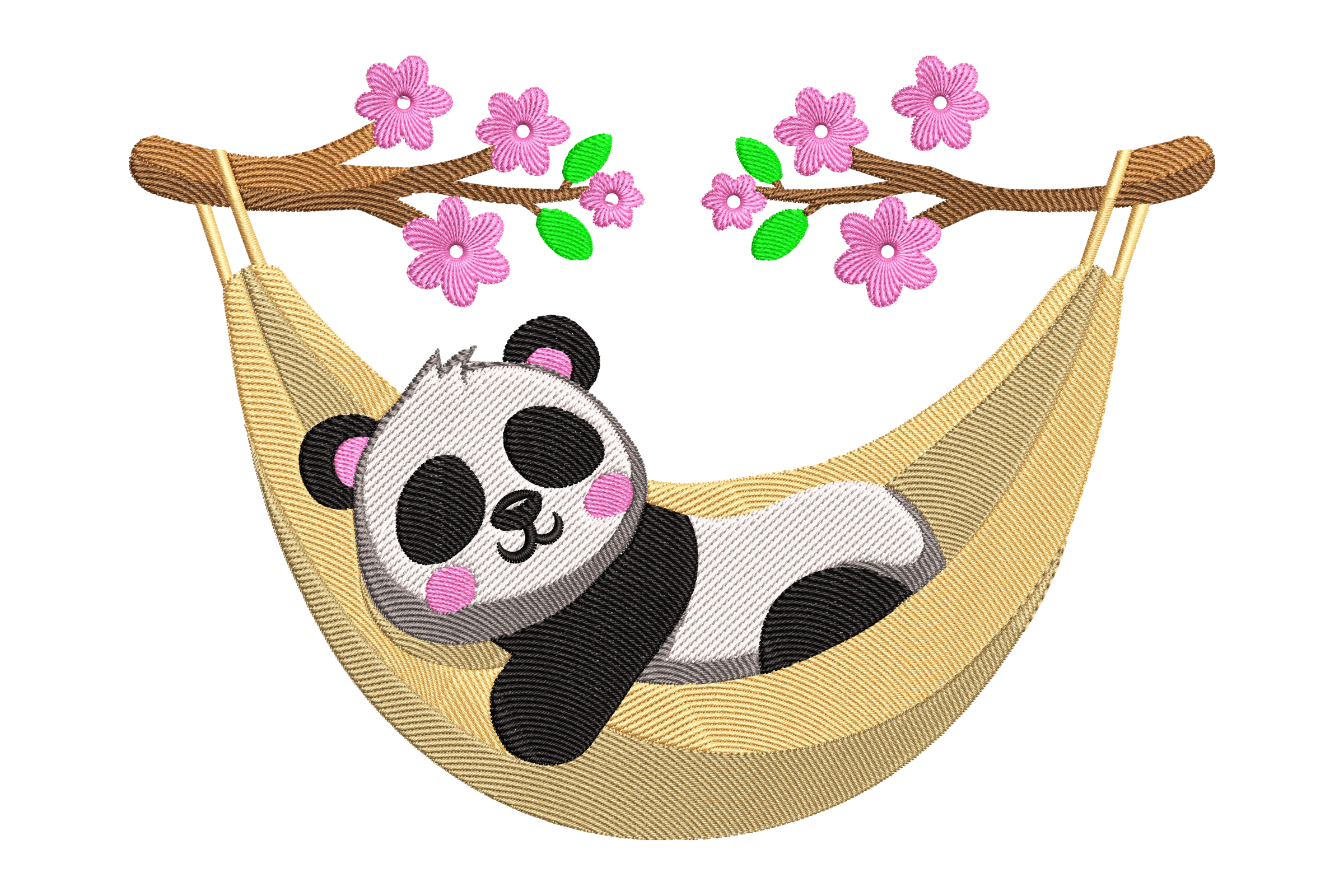 Sleeping Panda in Hammock Embroidery Design