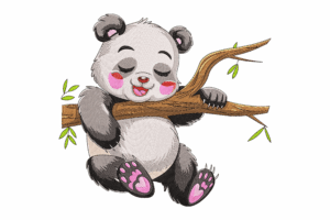 Sleeping Panda on Branch Embroidery Design