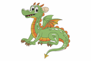Smiling Green Dragon Embroidery Design