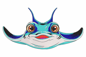 Smiling Manta Ray Embroidery Design