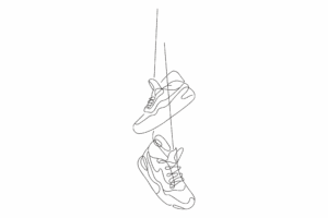 Sneakers Hanging on a Wire One-Line Embroidery Design